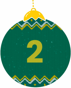 Bola de Navidad de tela con el número 2
